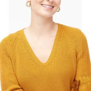 J. Crew Burnt Orange Chunky Knit Cotton V-neck Long Sleeve Sweater Womens Sz L